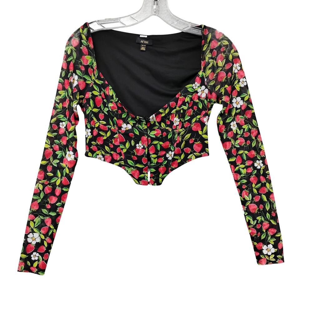 Revolve AFRM Grecian Top Noir Strawberry Size XS Sheer Mesh Overlay - Picture 5 of 13